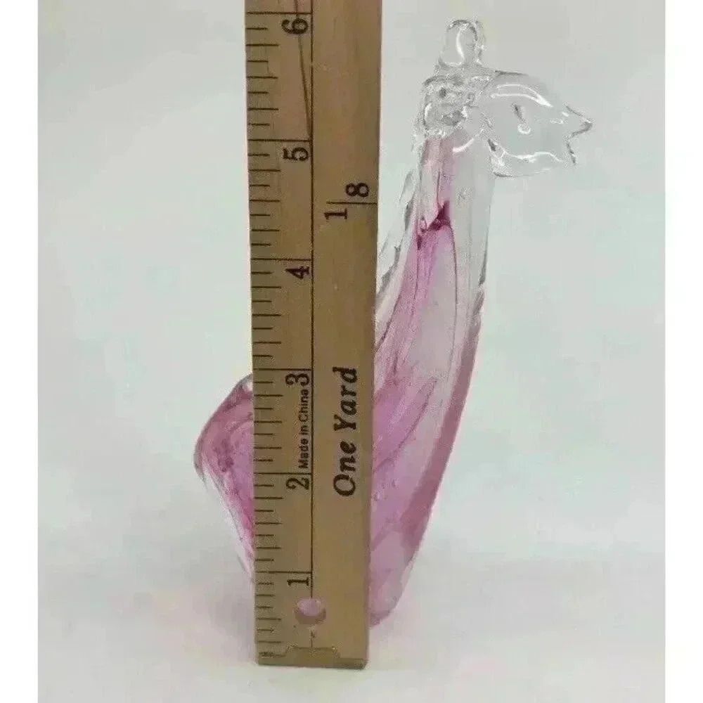 Giraffe Art Glass Paperweight 6" Pink Swirl Figurine Safari Baby Standing - Picture 3 of 8